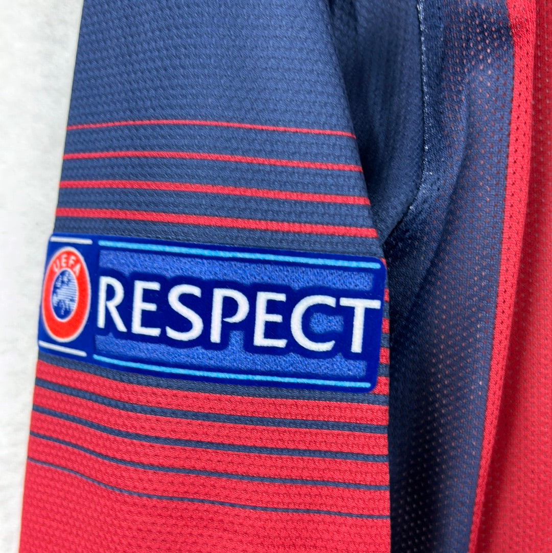 Barcelona 2013/2014 Player Issue Home Shirt - Pique 3 - Champions League