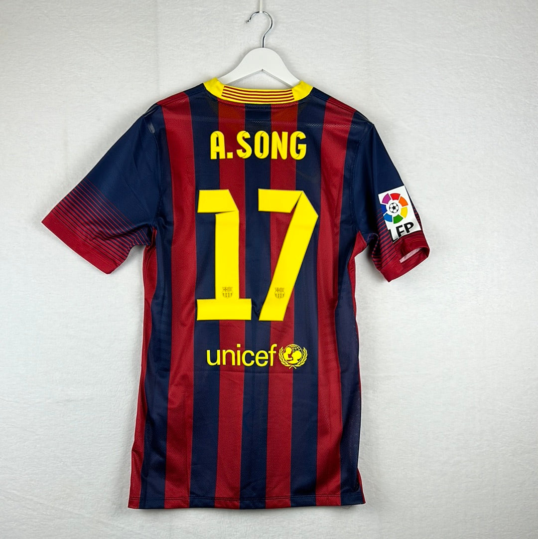 Barcelona 2013/2014 Player Issue Home Shirt - A Song 17