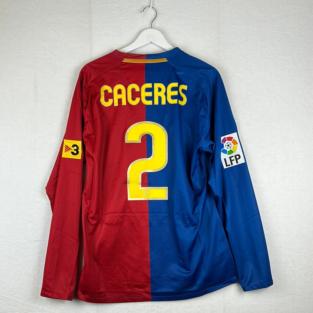 Barcelona 2008/2009 Player Issue Home Shirt - Caceres 2 - Long Sleeve