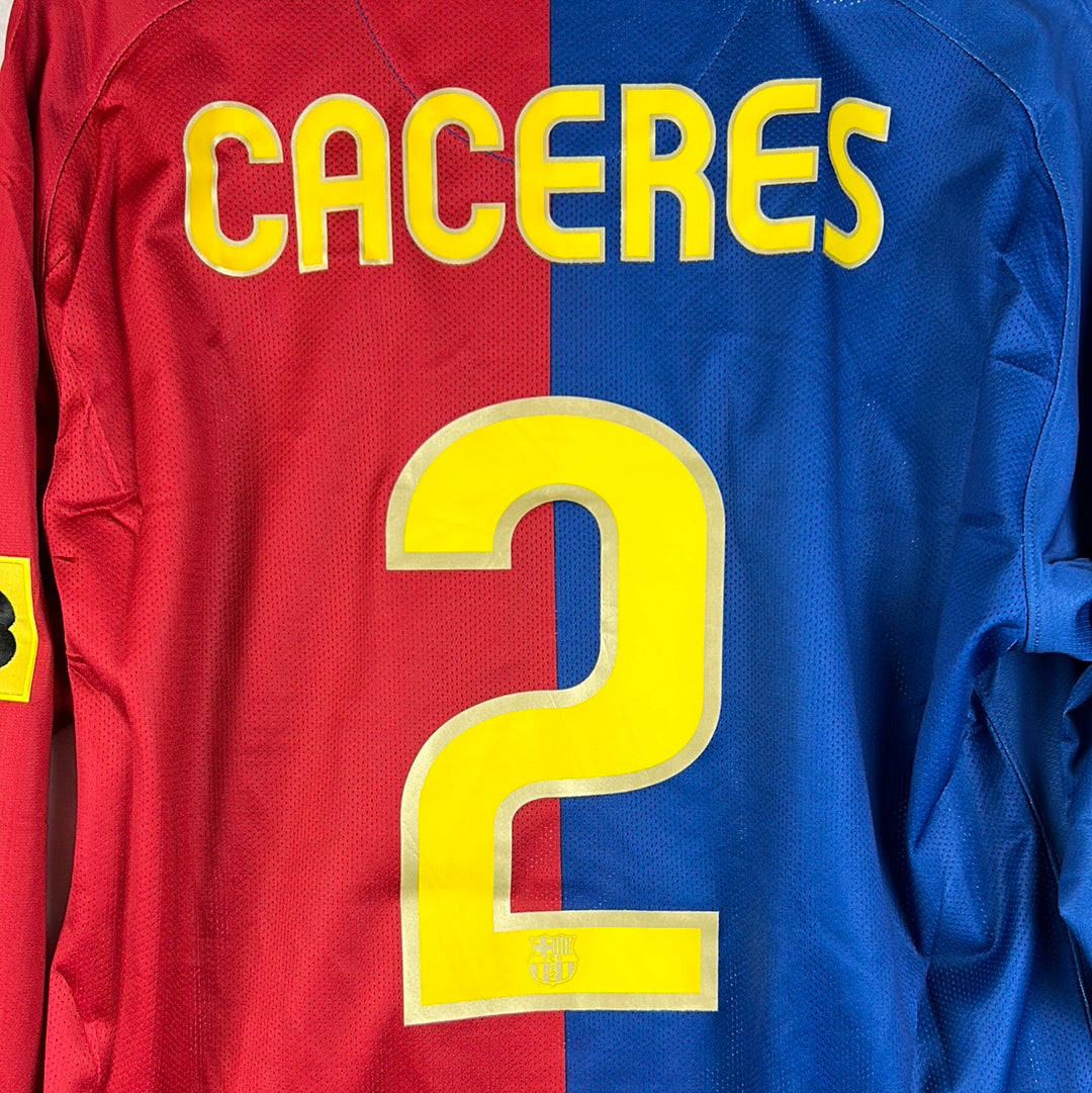 Barcelona 2008/2009 Player Issue Home Shirt - Caceres 2 - Long Sleeve