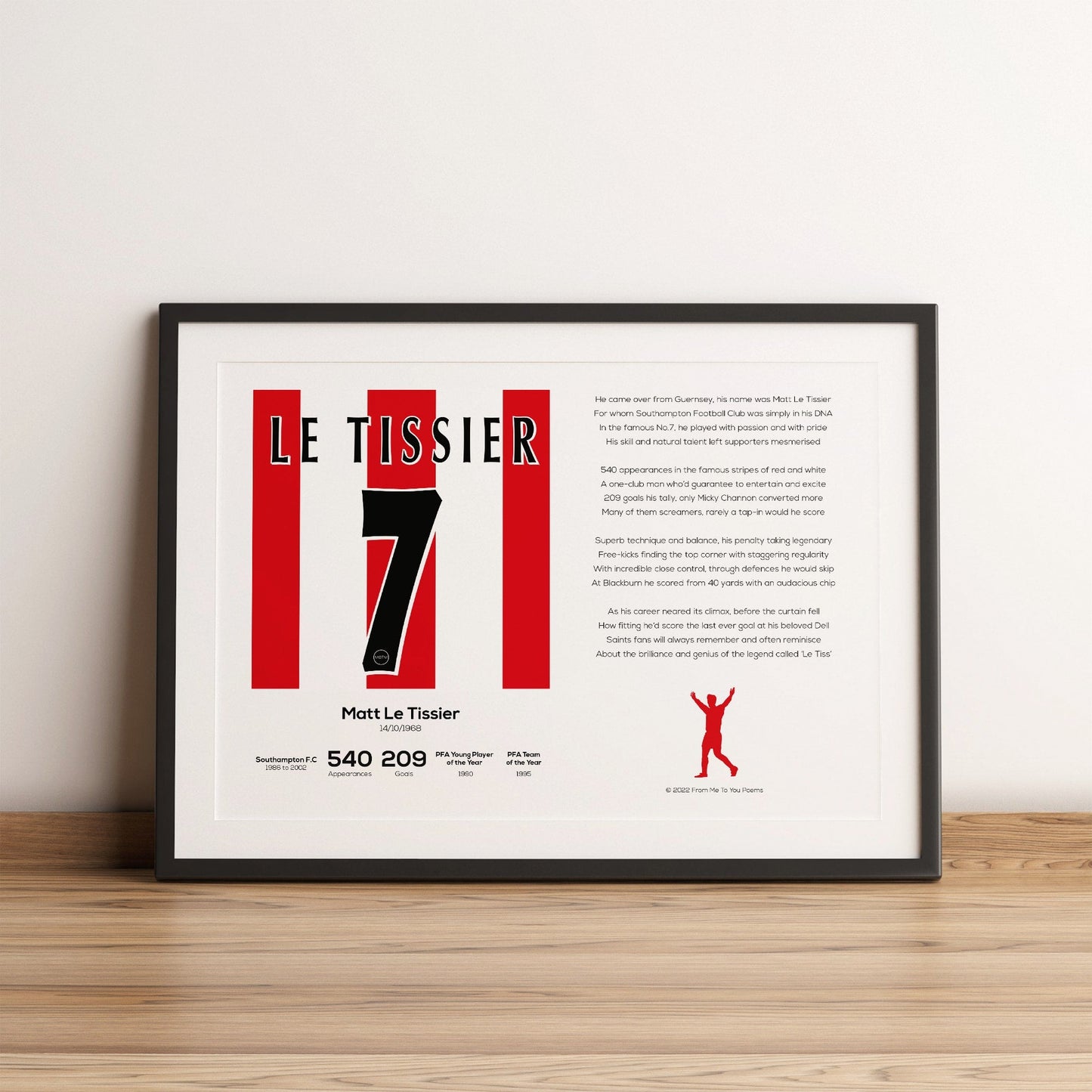 Matt Le Tissier Stats & Poem Print