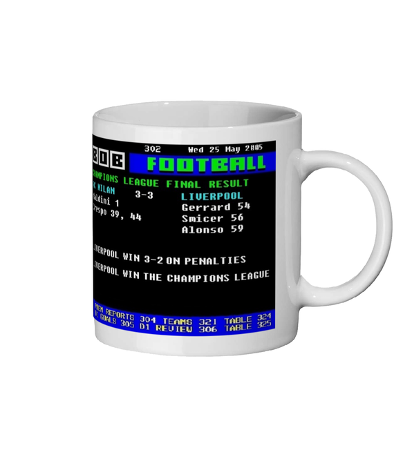 AC Milan 3v3 Liverpool CL Final Ceefax Mug