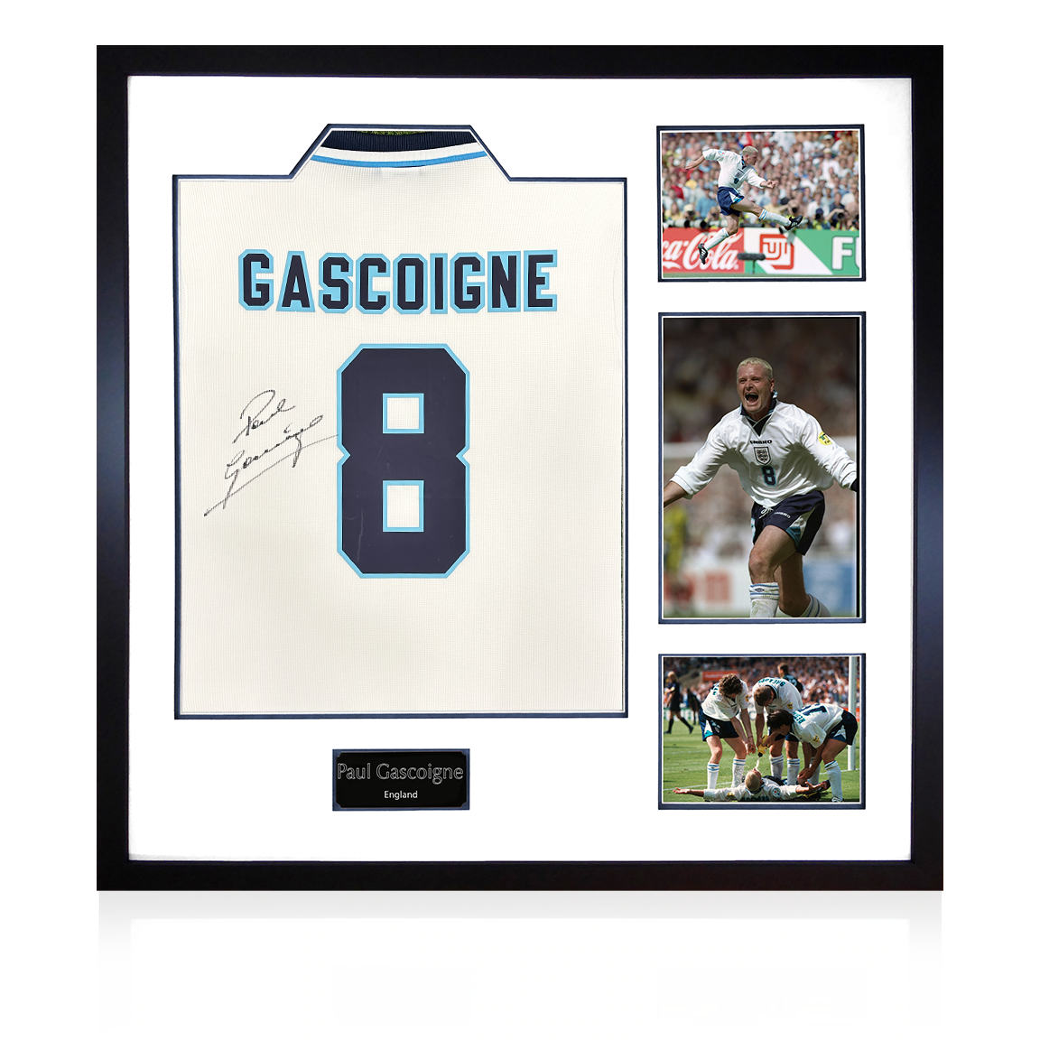 Paul Gascoigne Signed England 96' Shirt Elite Frame