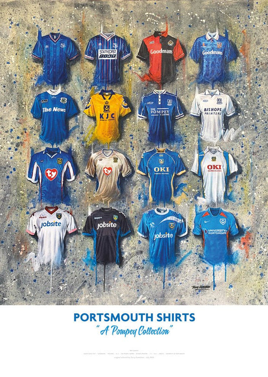 Portsmouth FC Shirts - A2 Signed Limited Edition Prints
