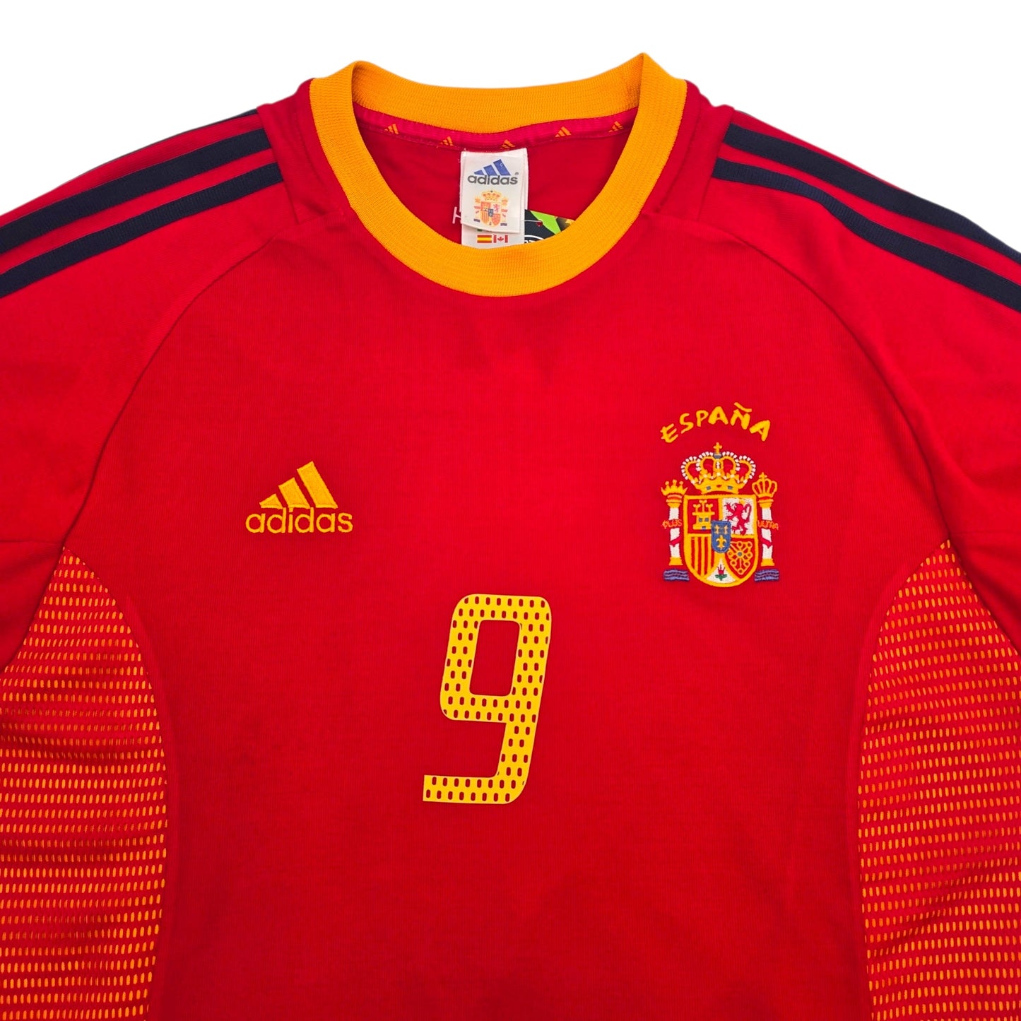 2002/04 Spain Home Football Shirt (L) Adidas #9 Morientes