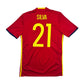 2016/17 Spain Home Football Shirt (S) Adidas #21 Silva