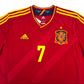 2012/13 Spain Home Football Shirt (XL) Adidas #7 David Villa