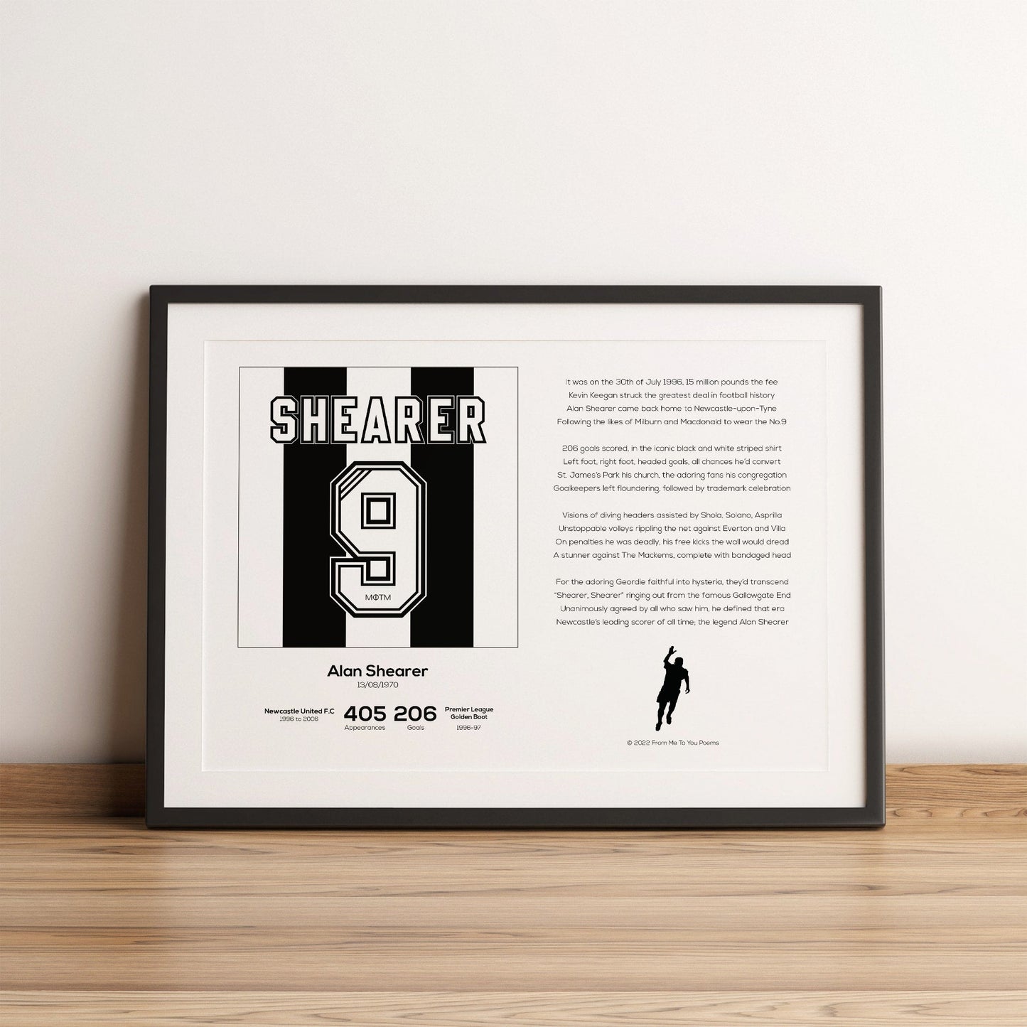 Alan Shearer Newcastle Stats & Poem Print