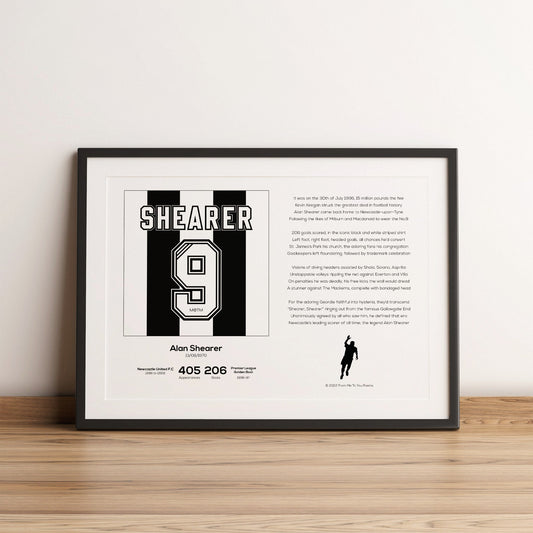 Alan Shearer Newcastle Stats & Poem Print