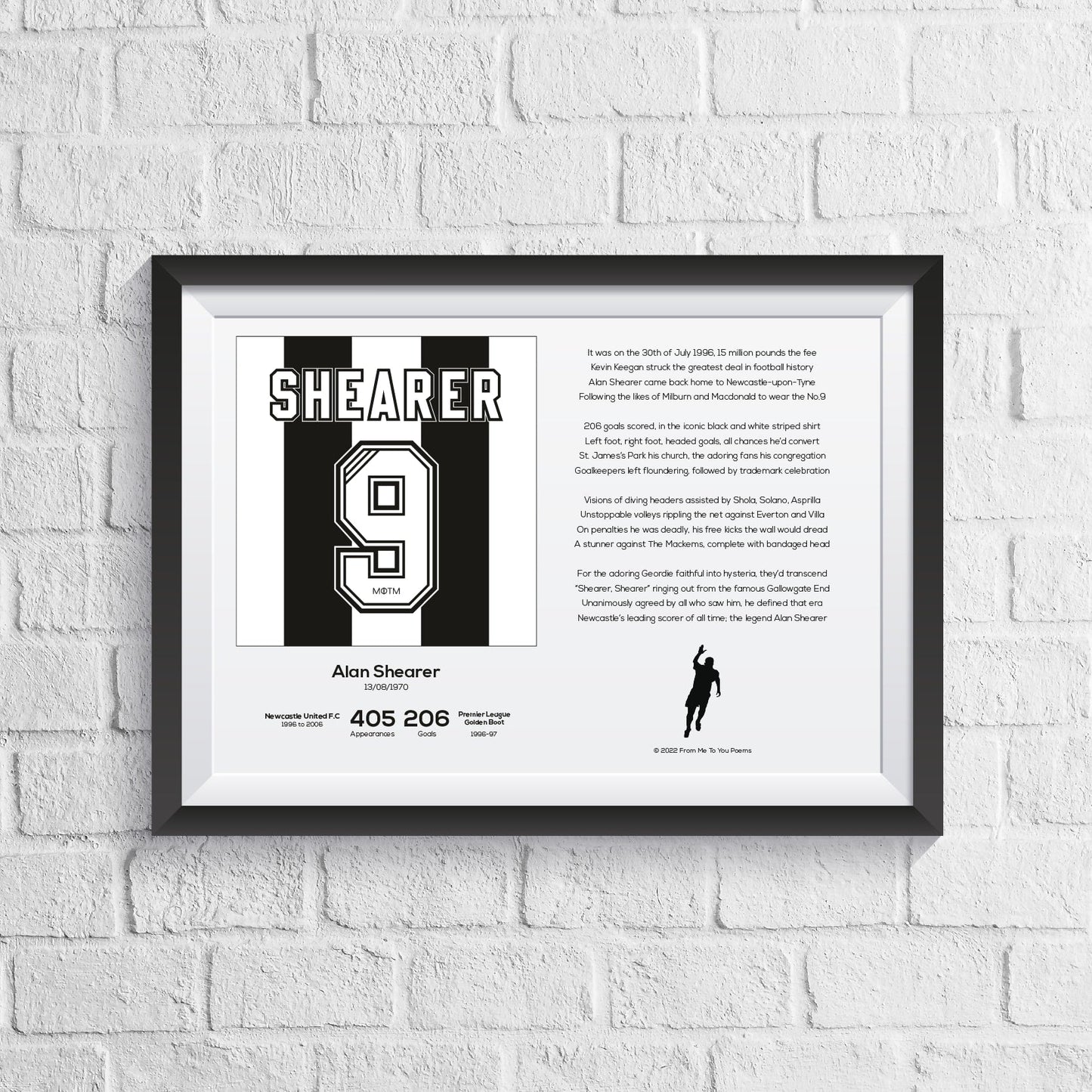 Alan Shearer Newcastle Stats & Poem Print