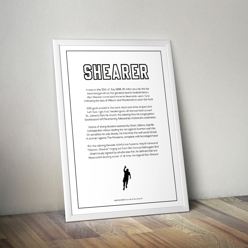 Alan Shearer Newcastle Poem Print