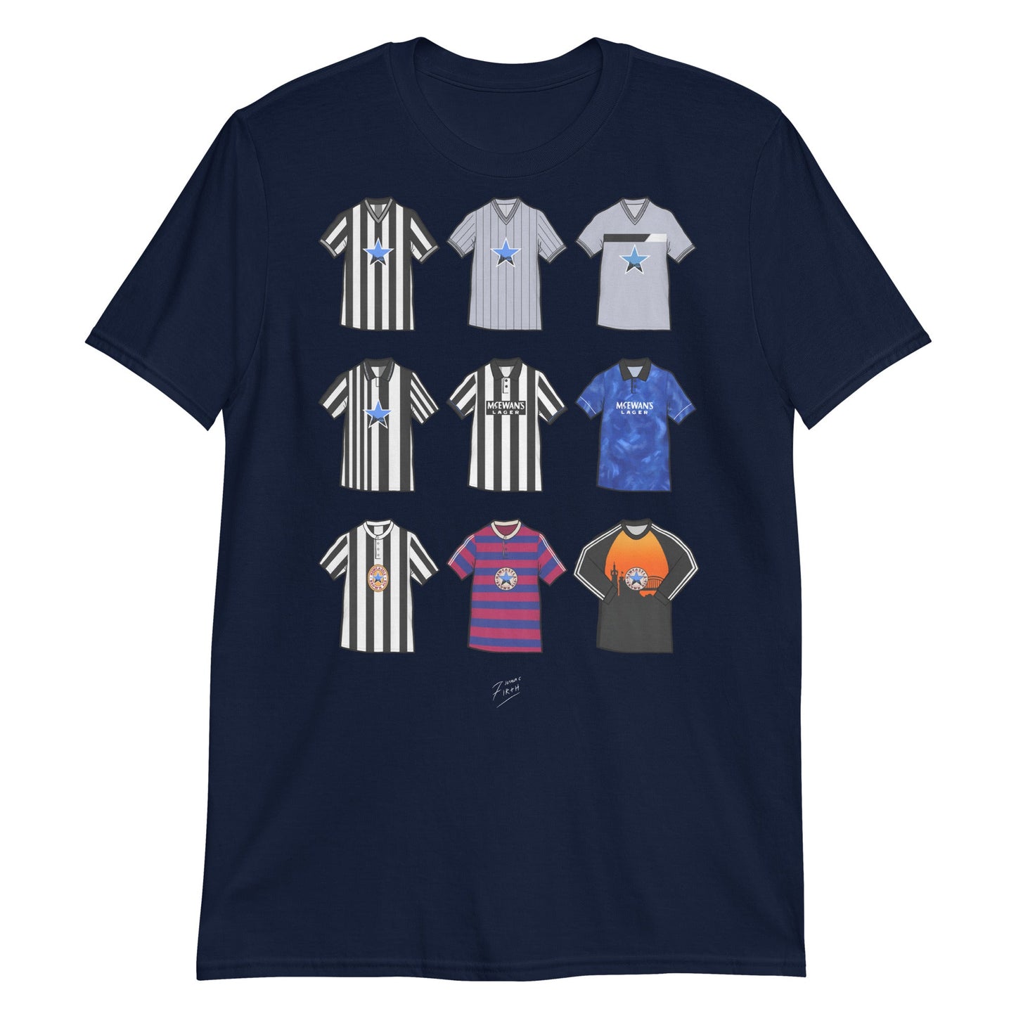 Newcastle Retro Shirts Illustrated Football T-Shirt