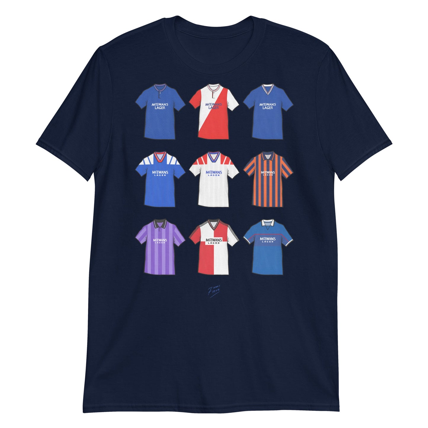 Rangers Retro Shirts Illustrated Football T-Shirt