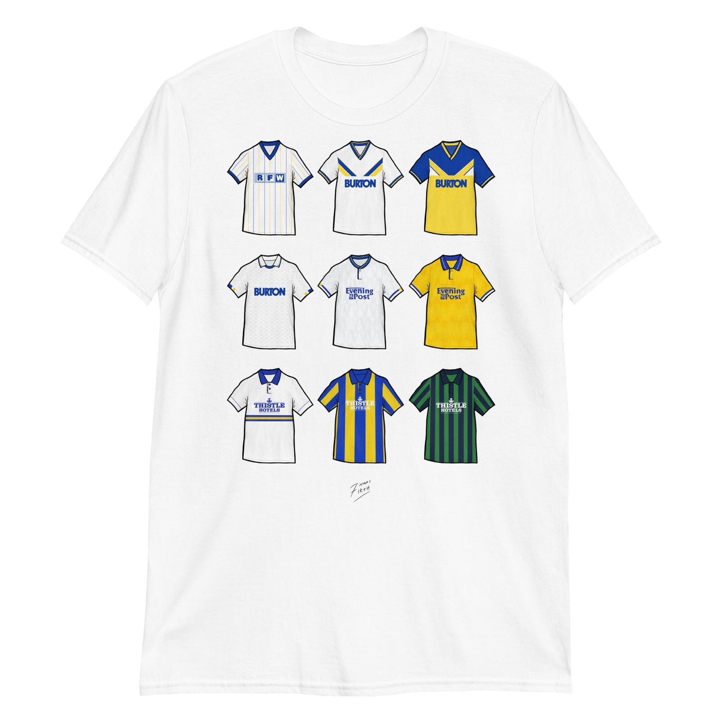 Leeds Retro Shirts Illustrated Football T-Shirt