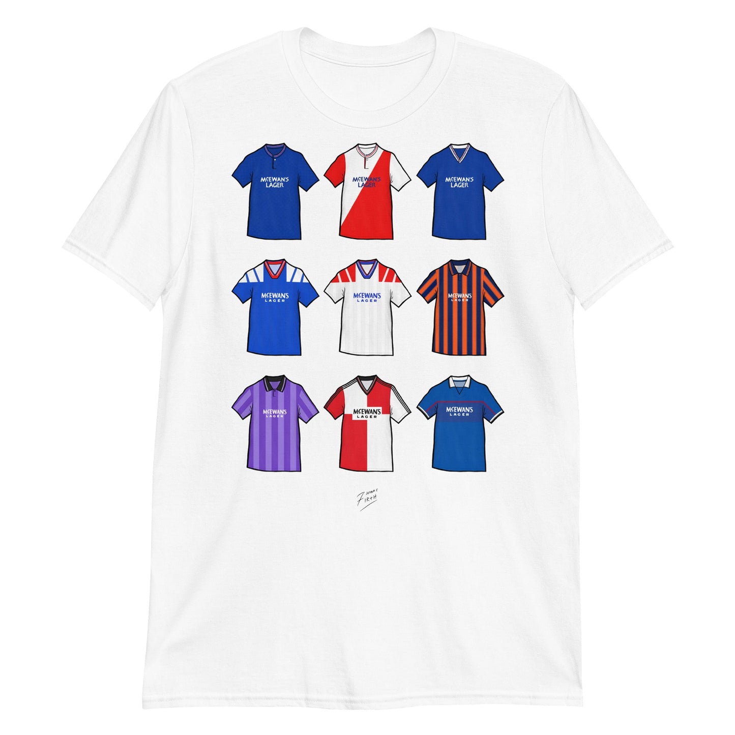 Rangers Retro Shirts Illustrated Football T-Shirt