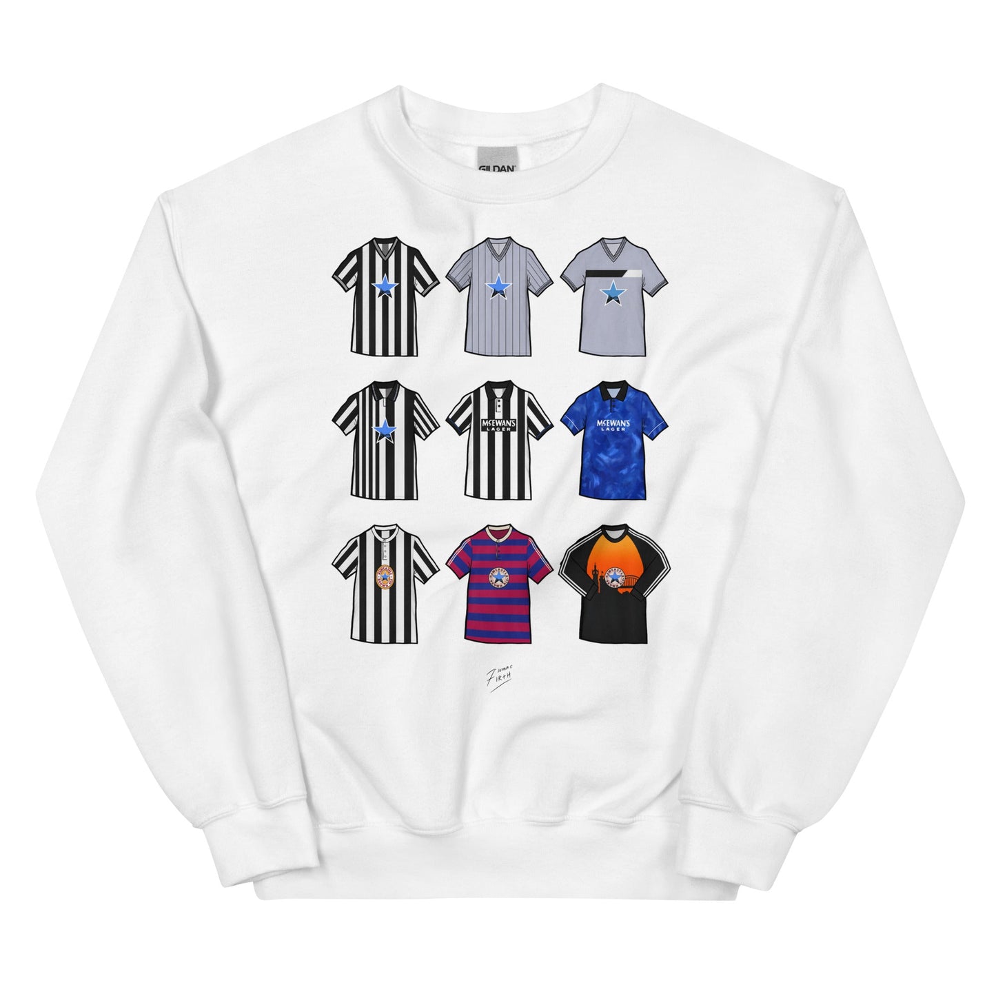 Newcastle Retro Shirts Illustrated Football Sweatshirt