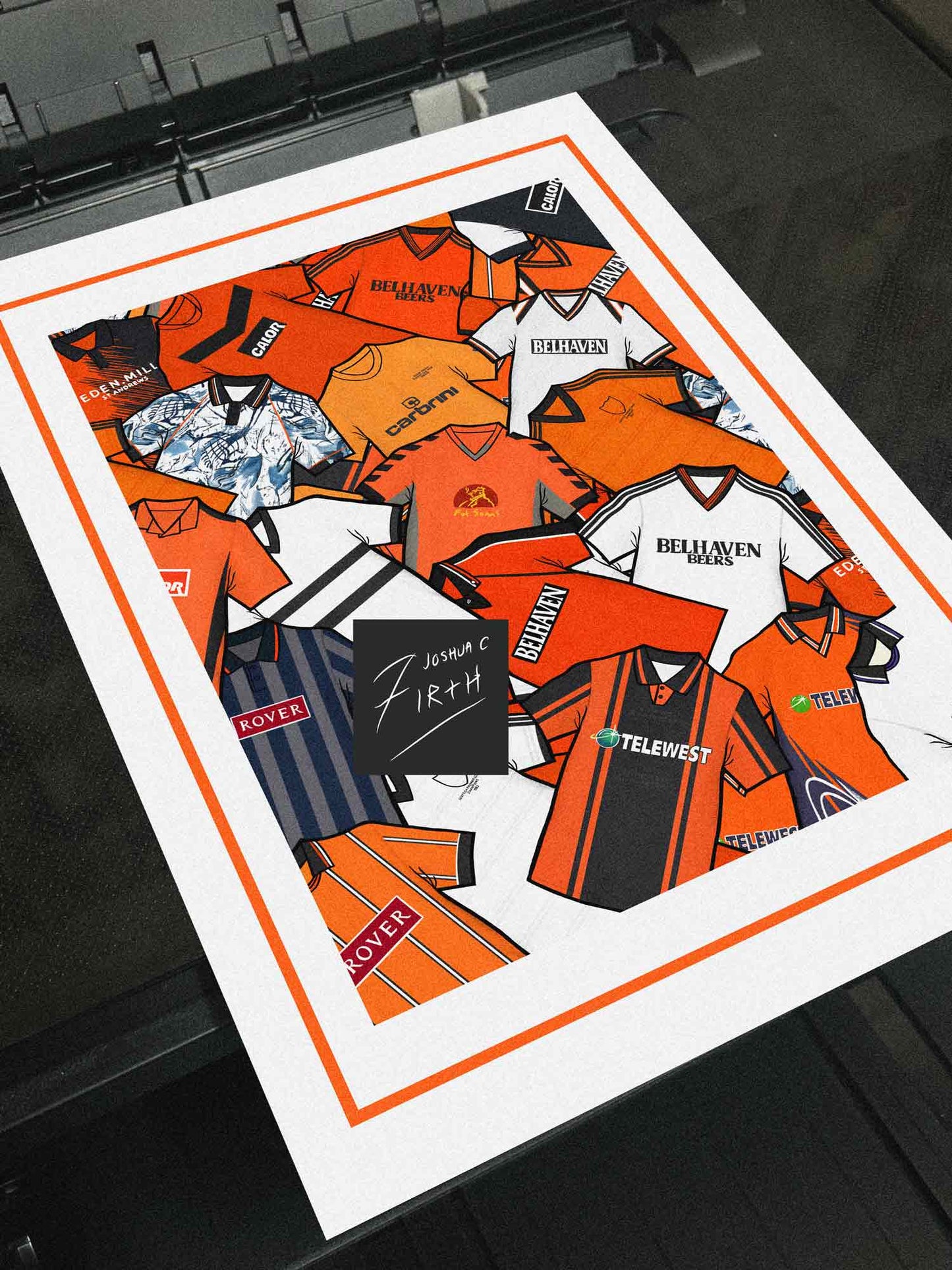 Dundee Utd Kit Collage Retro Shirts Football Print