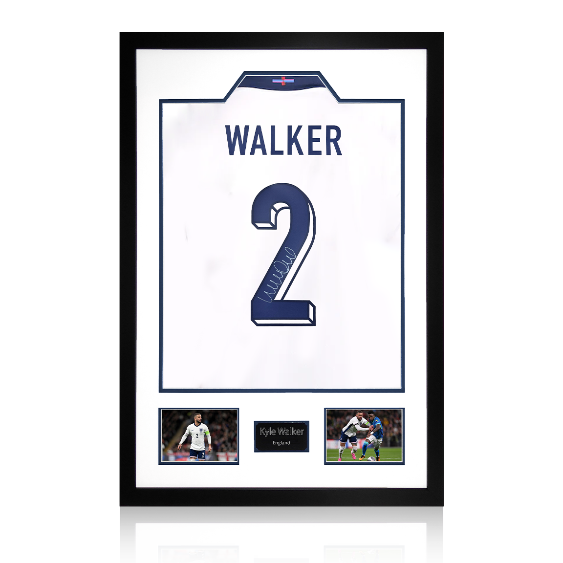 Kyle Walker Signed England Shirt Premium Frame