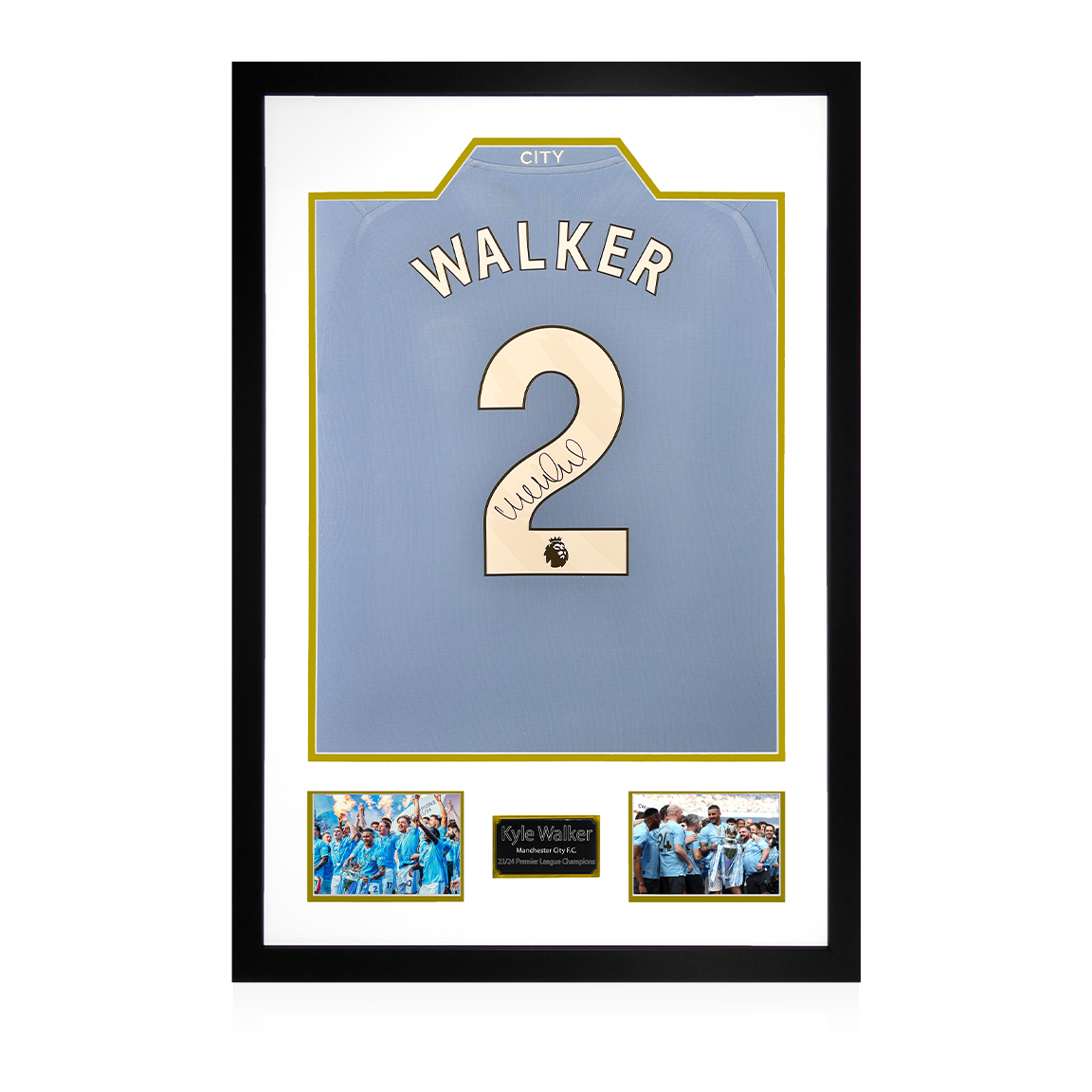 Kyle Walker Signed Manchester City 23/24 Premier League Champions Shirt Premium Frame