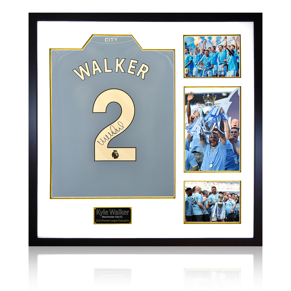 Kyle Walker Signed Manchester City 23/24 Premier League Champions Shirt Elite Frame