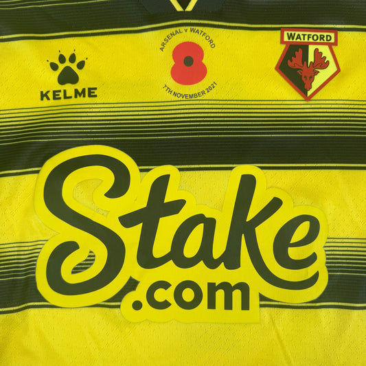 KING 7 Watford 2020/2021 Home Match Spec Poppy Football Shirt Large