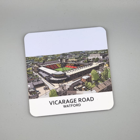 Watford FC coaster of Vicarage Road