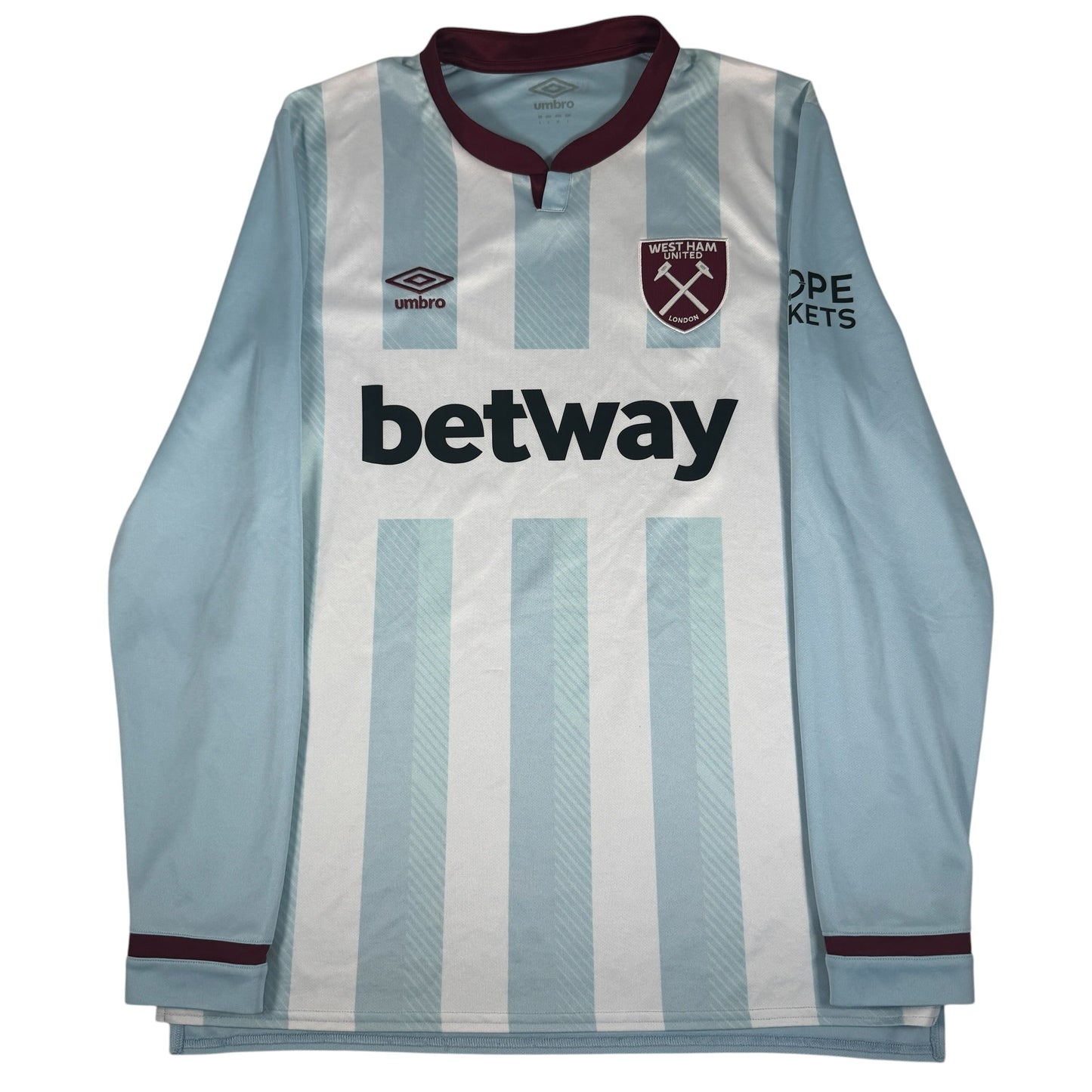 West Ham United 2021/2022 Away Long Sleeve Football Shirt Large