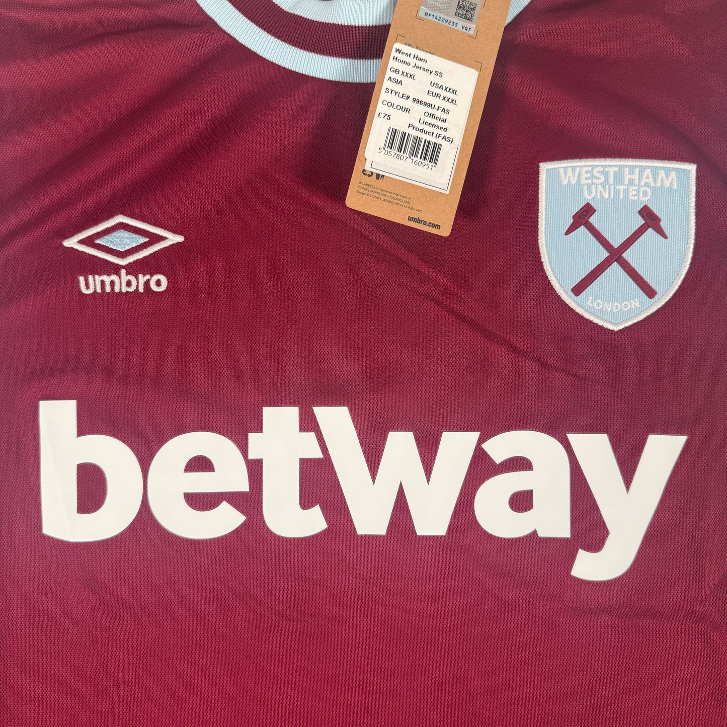 West Ham United 2024/2025 Home Football Shirt 3XL BNWT