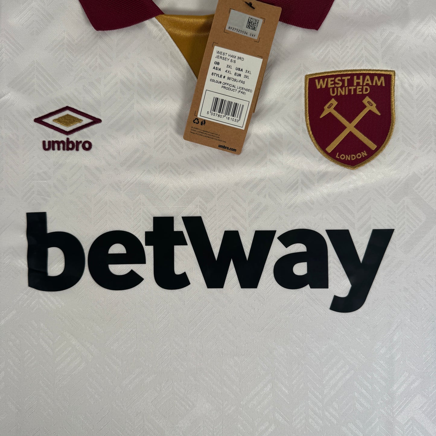 West Ham United 2024/2025 Third Football Shirt 3XL BNWT