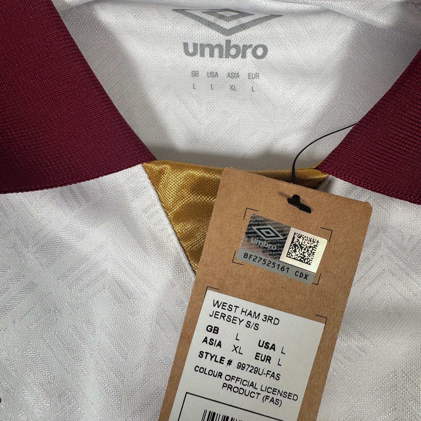 West Ham United 2024/2025 Third Football Shirt Large BNWT