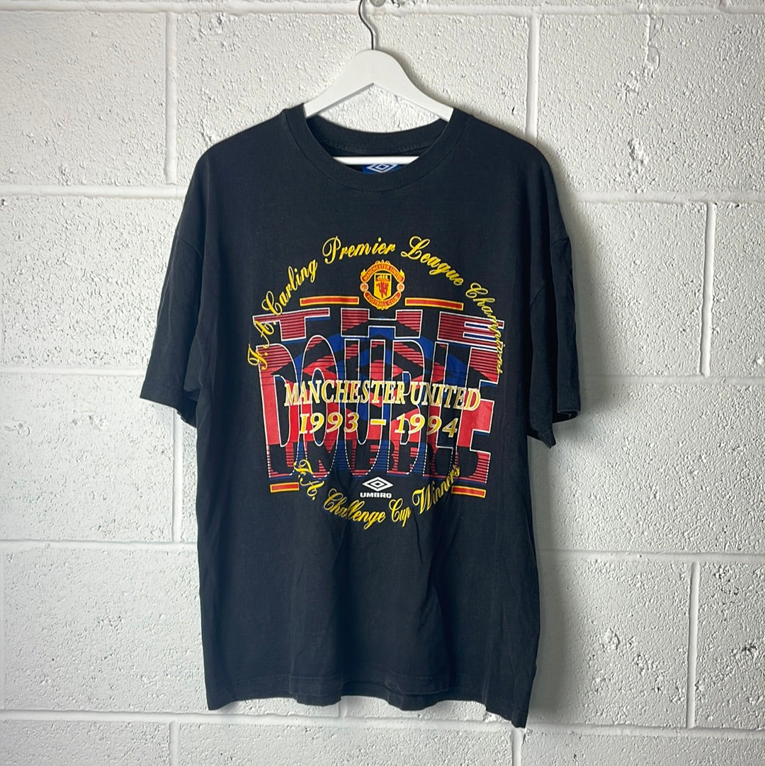 Vintage 1993/1994 Manchester United T-Shirt - Double Winners - Extra Large