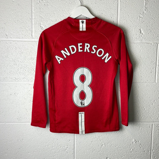 Manchester United 2007/2008 Home Shirt - Youth Large- Long Sleeve - ANDERSON 8 - Nike 2377946-666