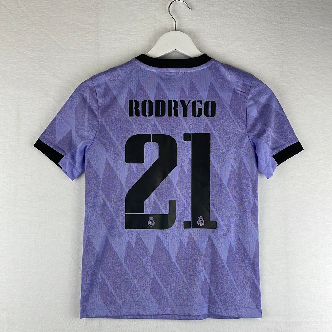 Real Madrid 2022/2023 Away Shirt - Age 9-10 - Rodrygo Print - Official Adidas Shirt