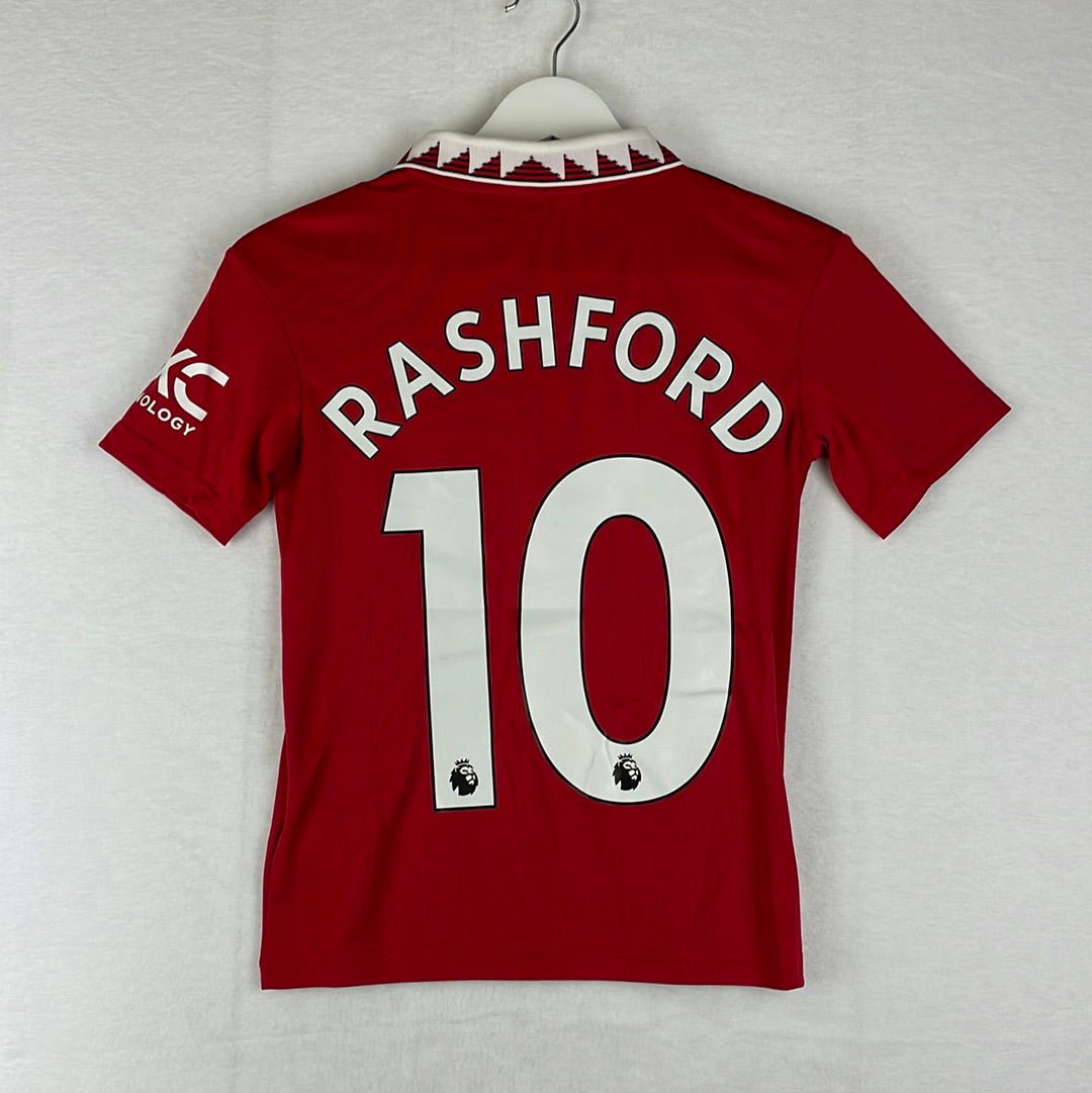 Manchester United 2022 2023 Youth Home Shirt - Rashford 10 Print 