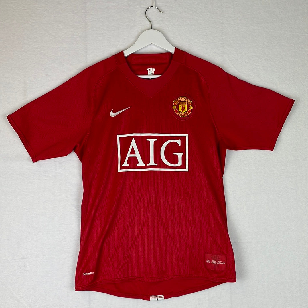 Manchester United 2007/2008 Home Shirt - Small - Vidic 15