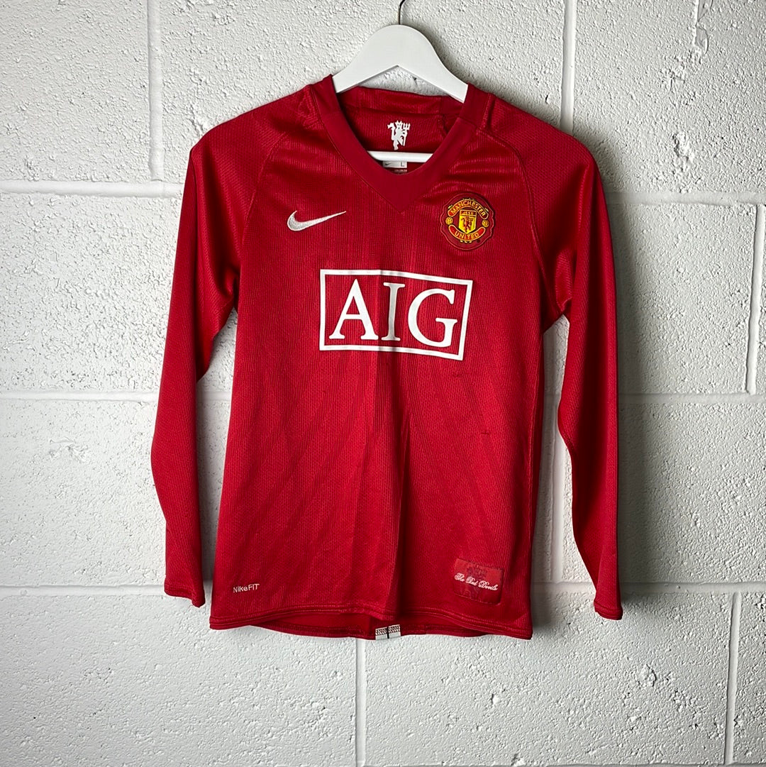 Manchester United 2007/2008 Home Shirt - Youth Large- Long Sleeve - ANDERSON 8 - Nike 2377946-666