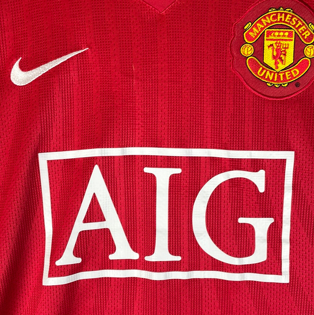 Manchester United 2007/2008 Home Shirt - Small - Vidic 15