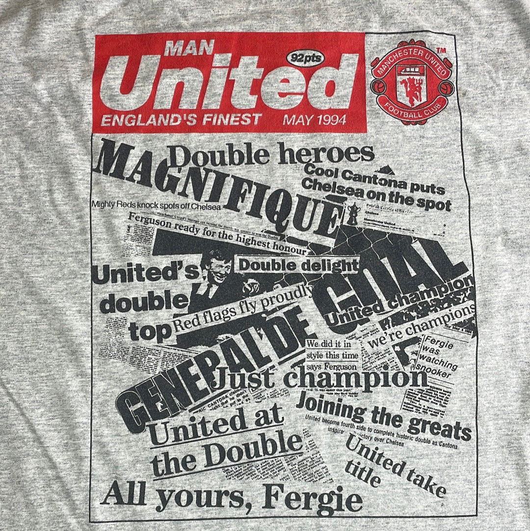 Vintage Manchester United T-Shirt 1994 Double - Large/ XL - Very Good Condition