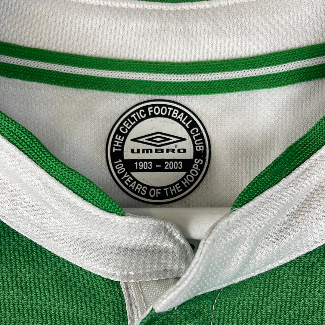 Football shirt soccer FC Celtic Glasgow Hoops Home 2003/2004 Umbro jersey  Mens S