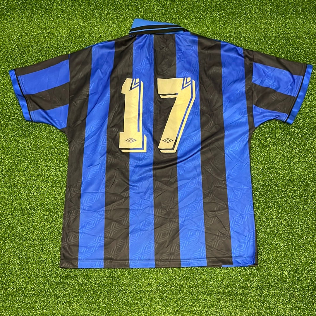 Inter Milan 1995-1996 Home Shirt - LARGE - 8.5/10 Condition - Umbro - Pirelli