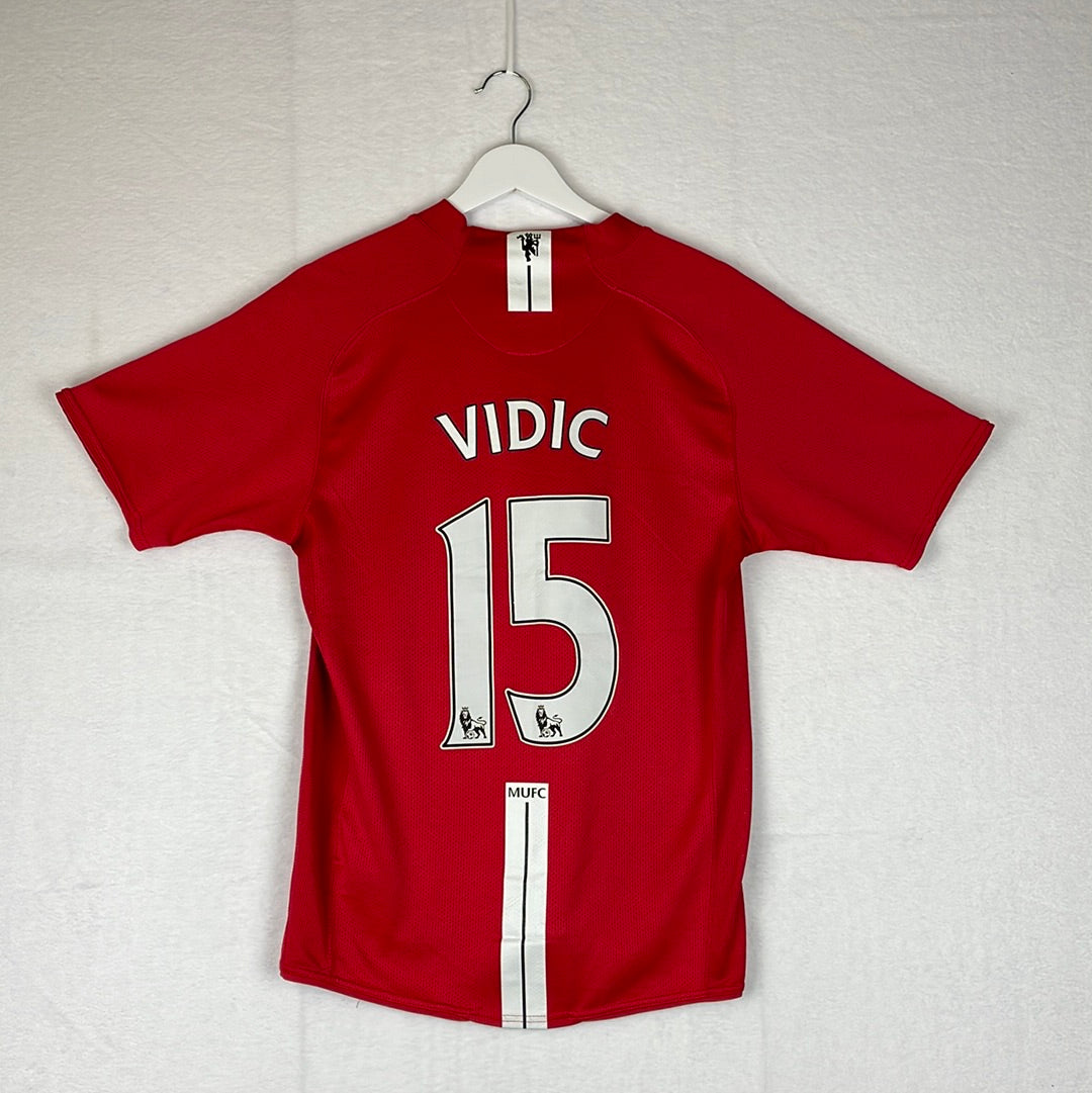 Manchester United 2007/2008 Home Shirt - Small - Vidic 15