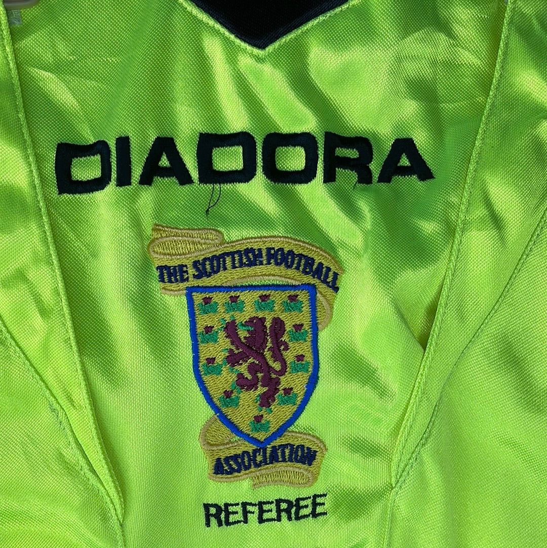 Scottish FA Referee Shirt - Fluorescent Yellow - Large Adult - Diadora Referee Shirt