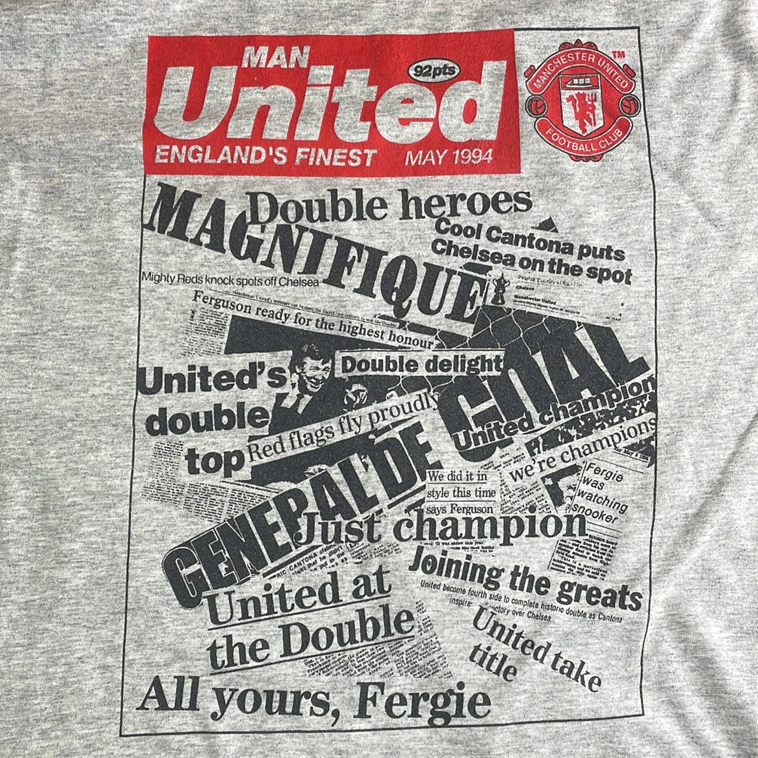 Vintage Manchester United T-Shirt 1994 Double - Large/ XL - Very Good Condition