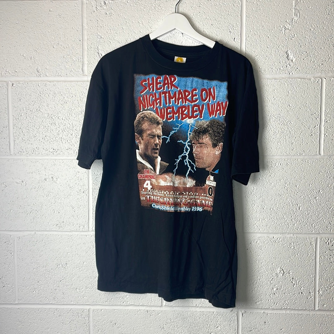 Vintage 1996 Manchester United T-Shirt - Large/XL - Shearer & Keegan Mocking T-Shirt